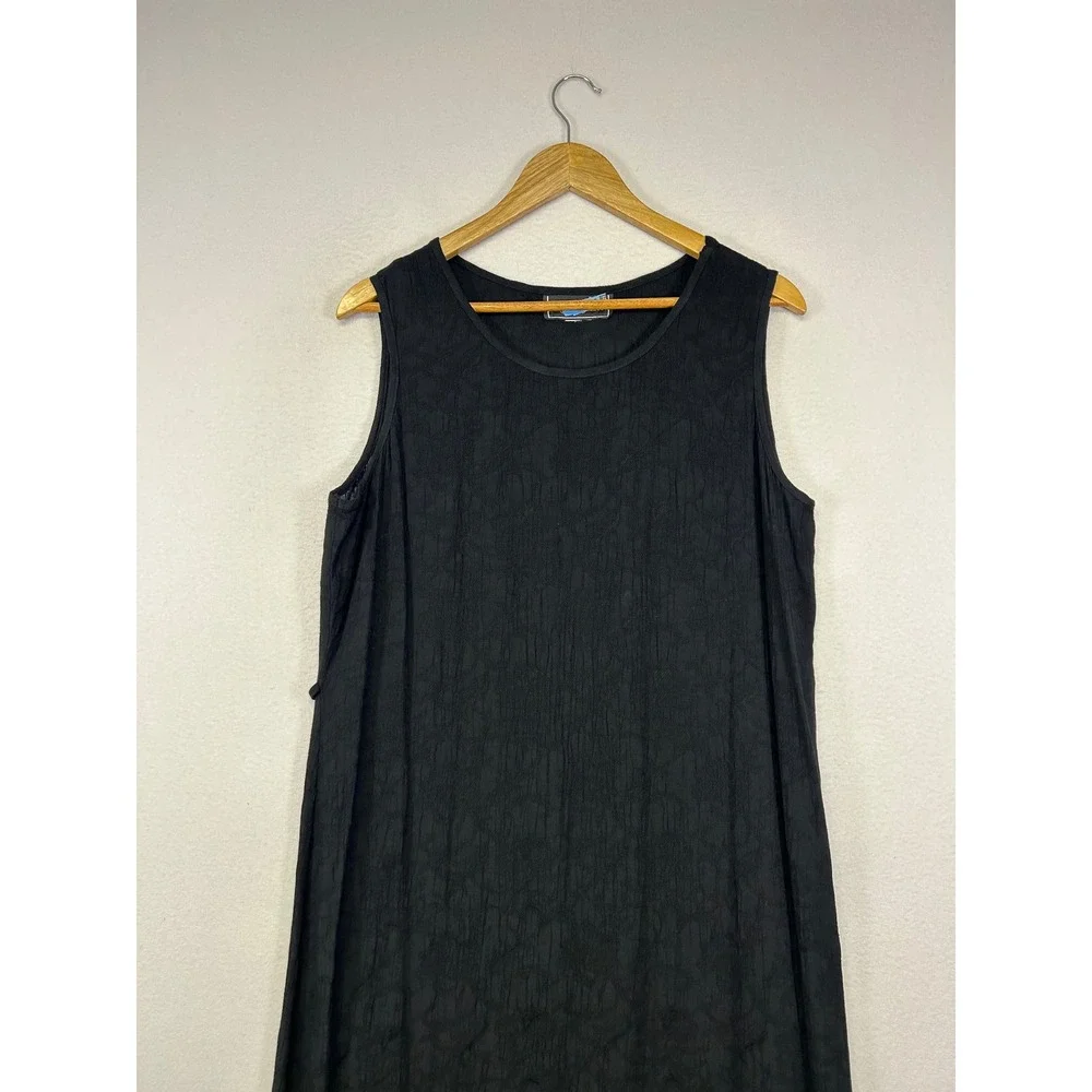 90s‎ Minimalist Molly Malloy Womens Large Black Textured Sleeveless Maxi Dress